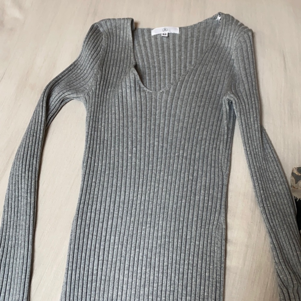 Misguided gray ribbed bodycon dress